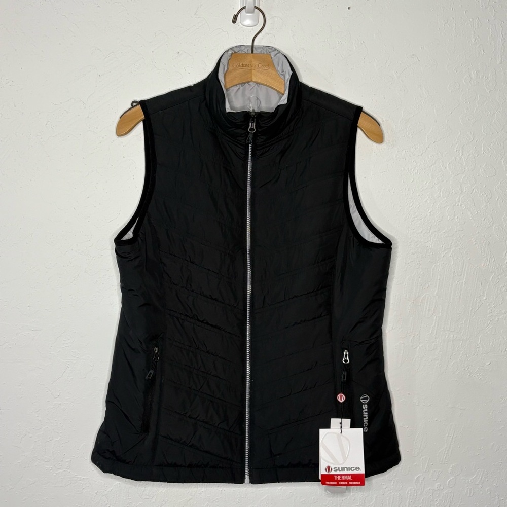 Sunice Vest Womens M Black Oyster Maci Element Shield Climaloft Zip Reversible